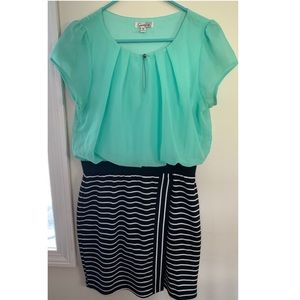 Sea foam - black and white striped dress